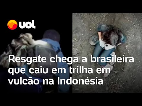 Brasileira cai em trilha em vulcão na Indonésia e resgate chega a ela; veja